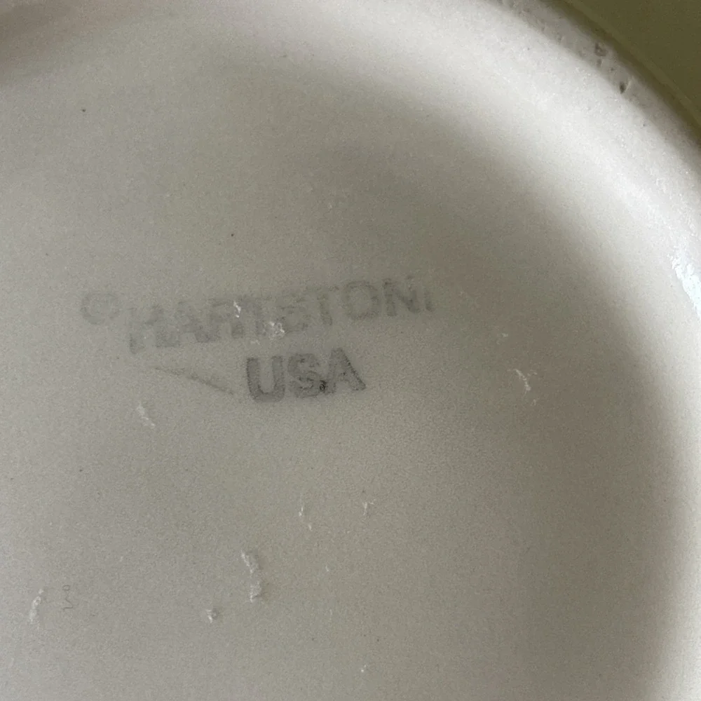 Hartstone USA Hand Painted Fruit Stoneware Bowl Yellow Blue Green 7.25
